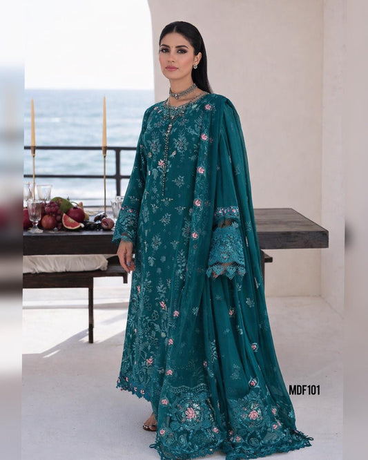 QLAMKAR ZINC BLUE 2026 LUXURIOUS LAWN WITH ATTRACTIVE DUPPATA