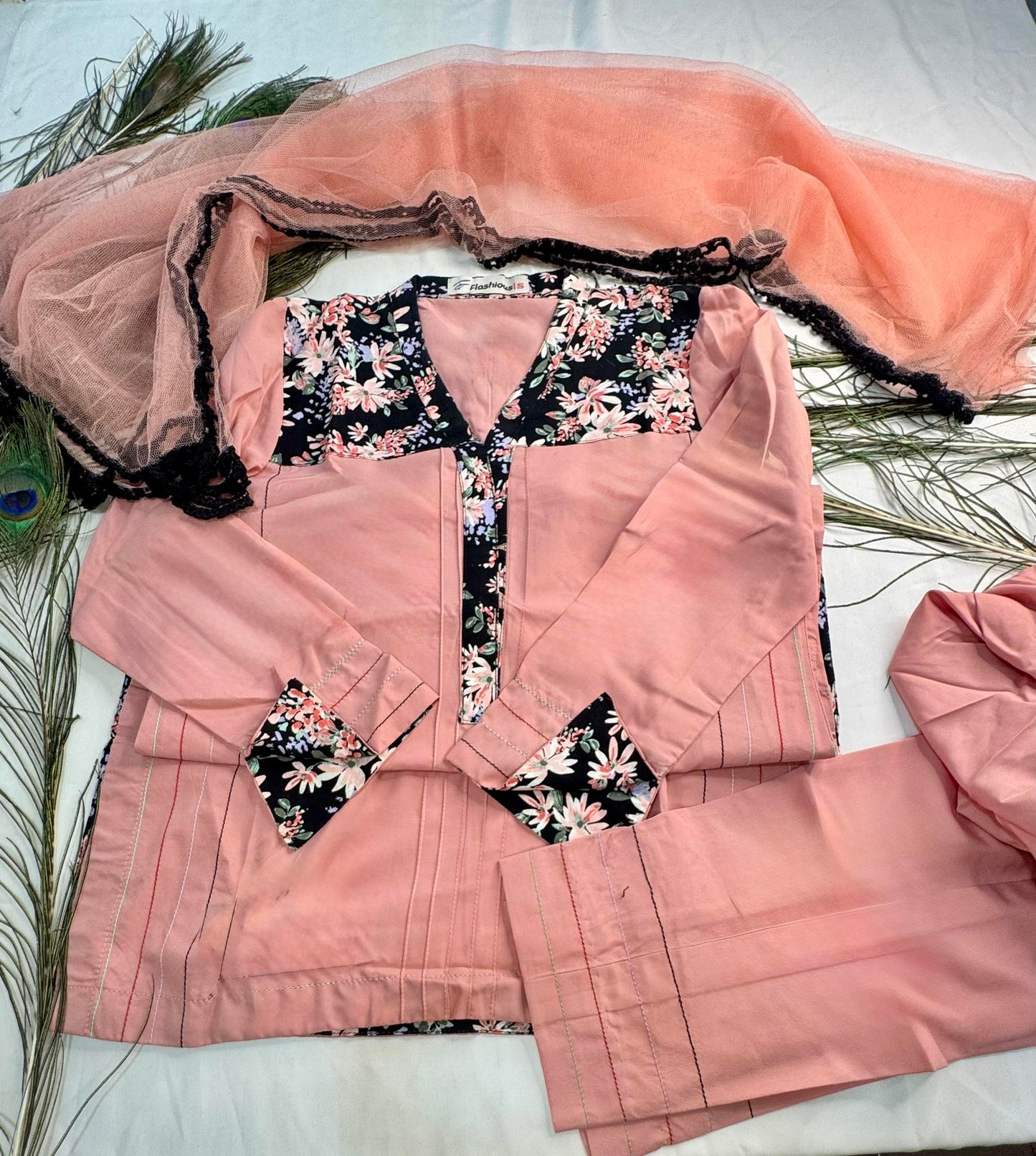 PINK STITCHED TURKISH MALAI CRAPE 3PCS