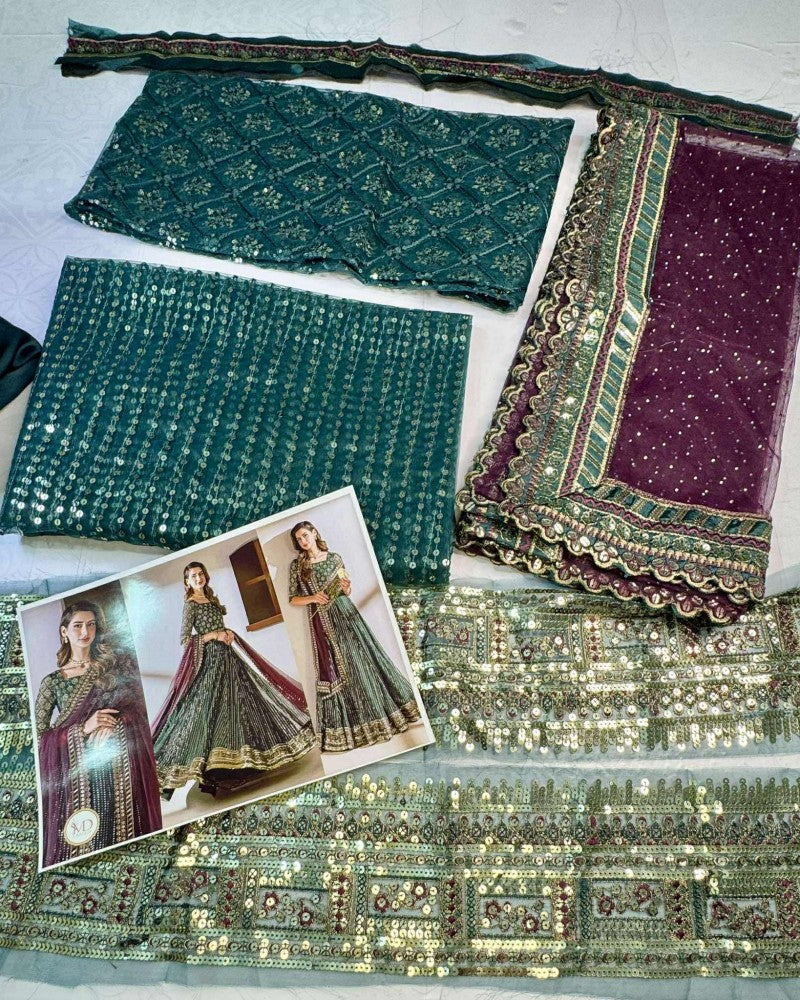 IZNIK NET Green With Purple EMBROIDERED MAXI