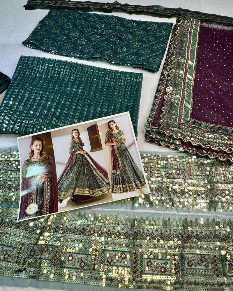 IZNIK NET Green With Purple EMBROIDERED MAXI