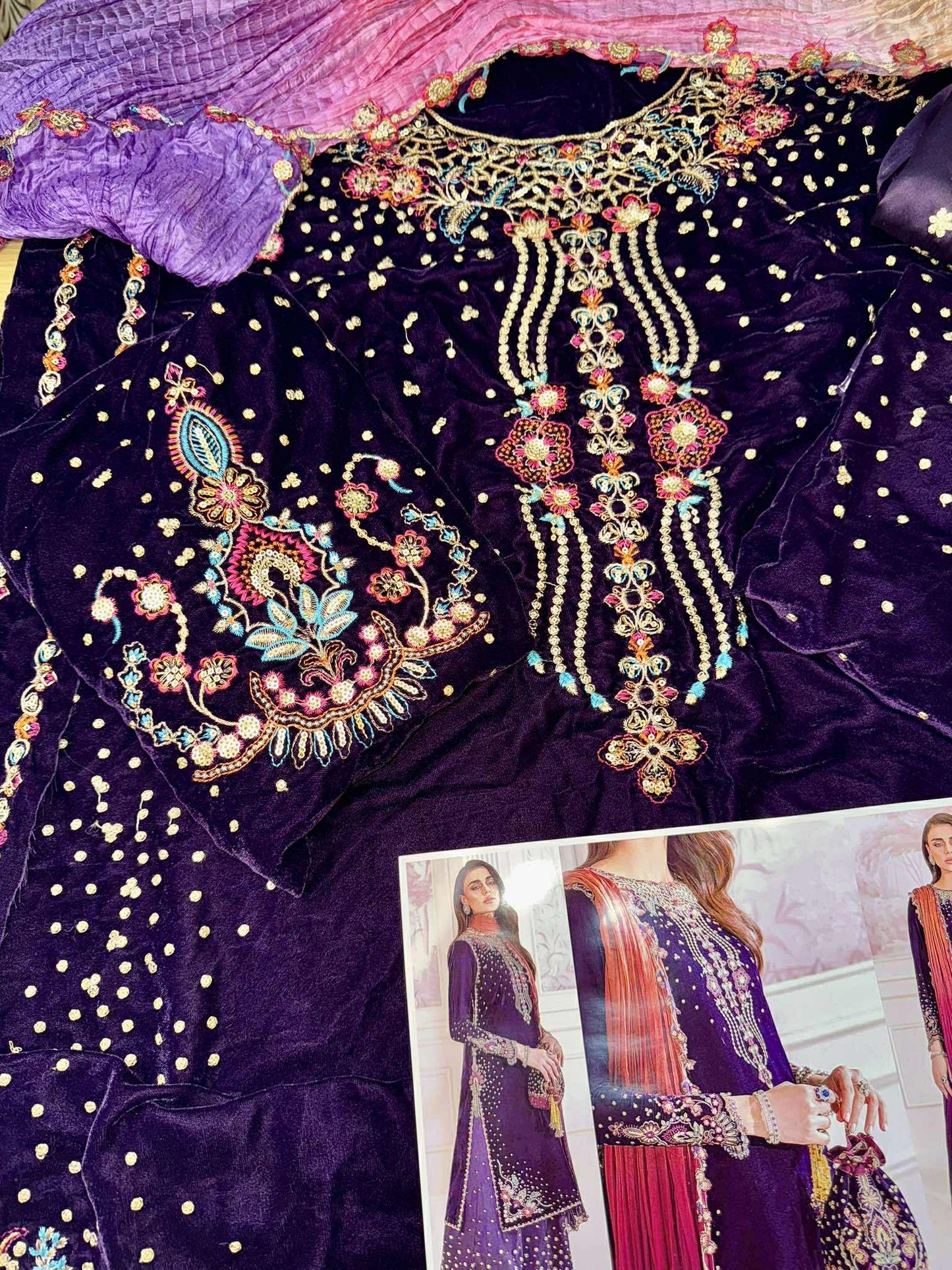Baroque Purple Velvet with Multi Combination