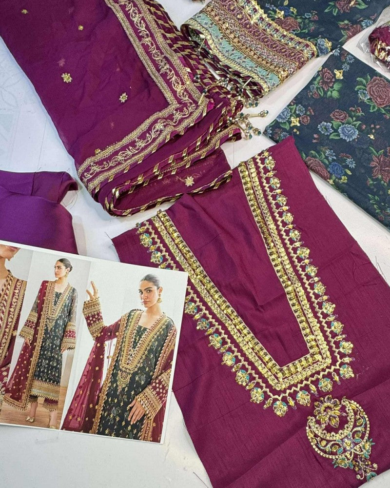 Baroque Zinc Formal Printed Chiffon And Embroidered