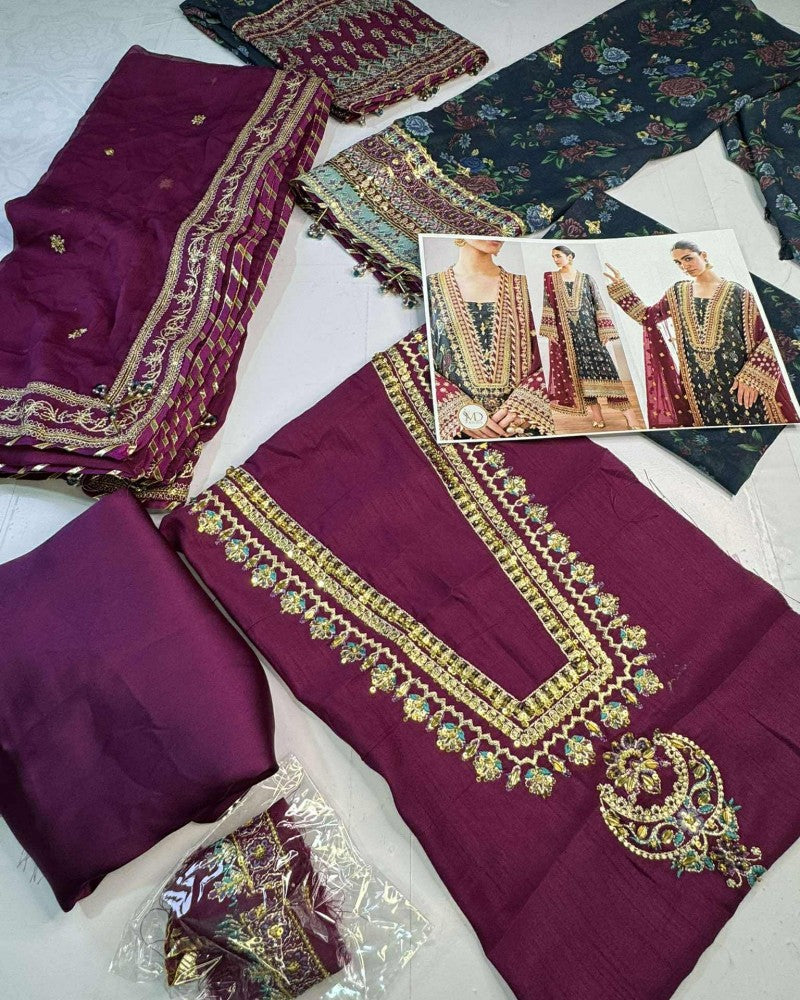 Baroque Zinc Formal Printed Chiffon And Embroidered