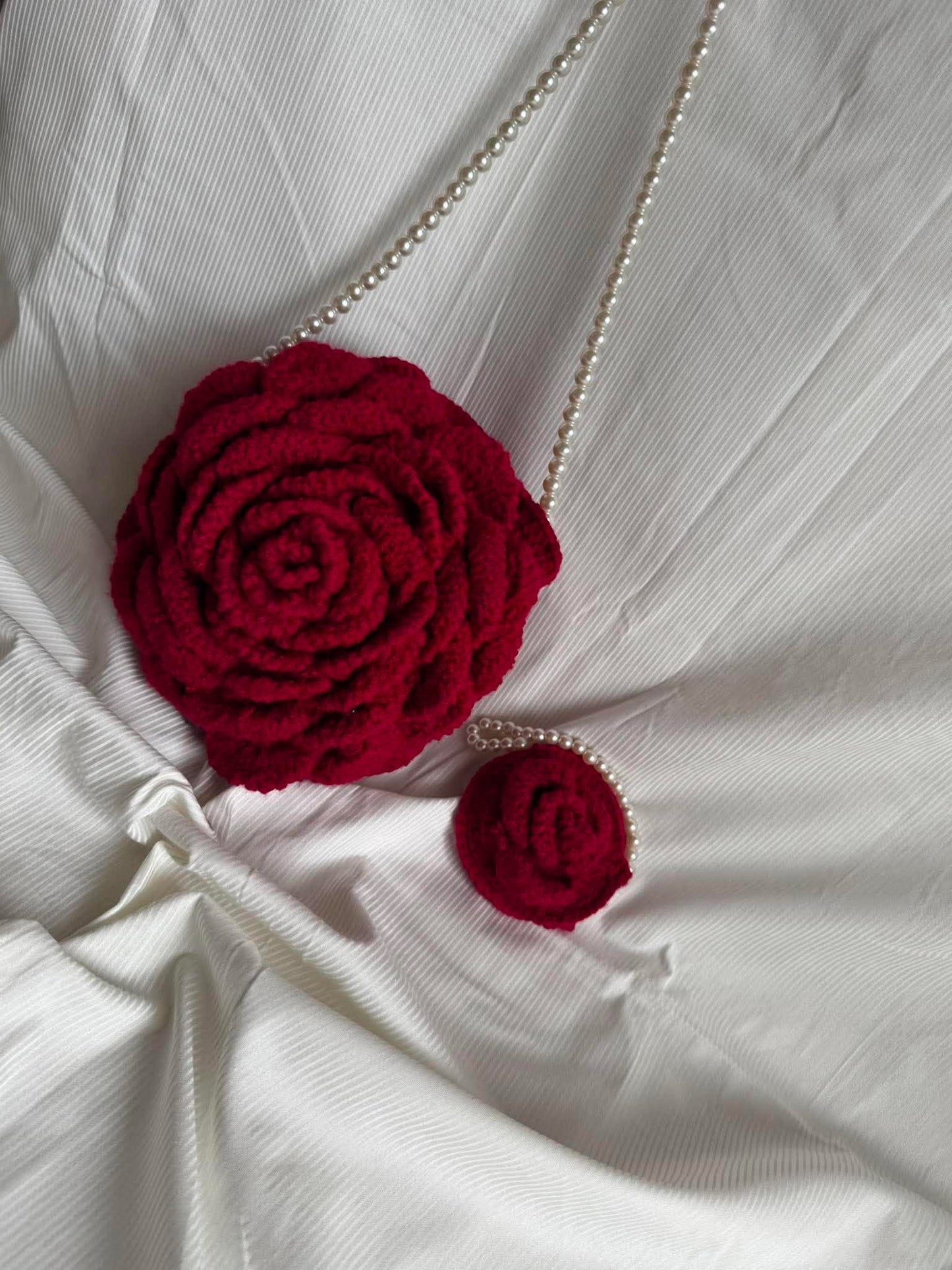 Crochet Handmade Rose Bag Set