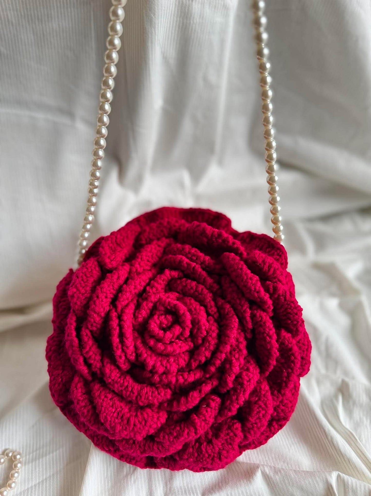 Crochet Handmade Rose Bag Set
