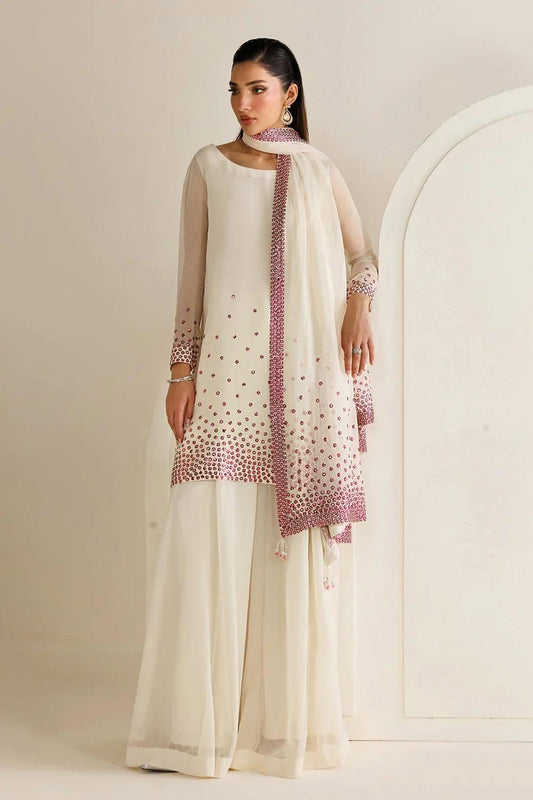 JAZMIN CHIFFON PREMIUM CREAM PLUMP SEQUENCE EMBROIDERED