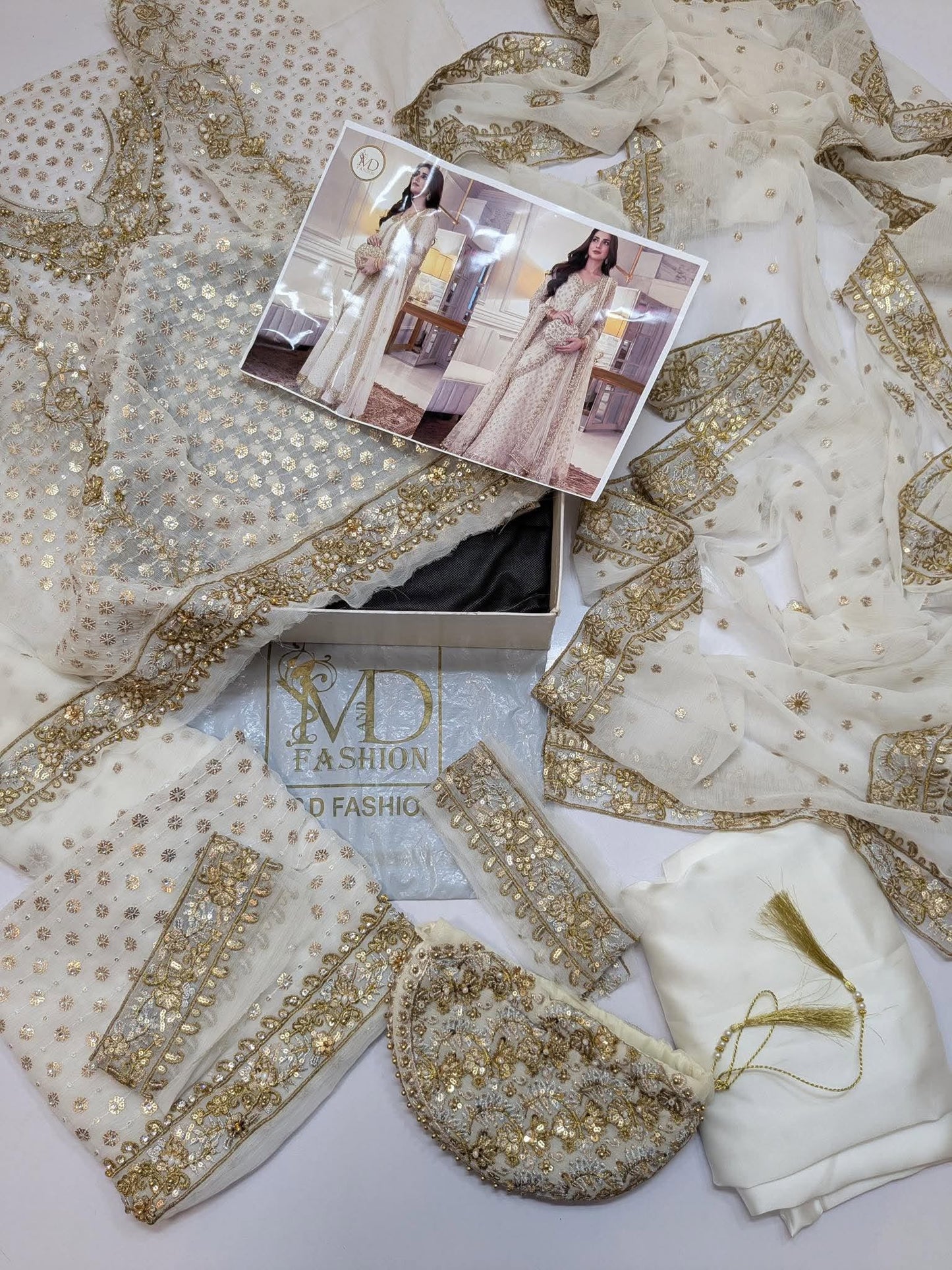 Haris Shakeel Inspired WHITE Bridal Chiffon