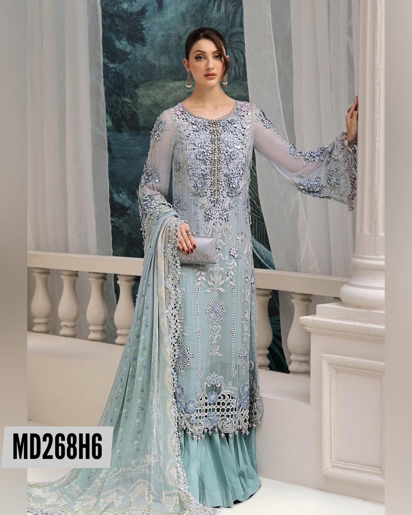 Maria B INSPIRED Sky Blue Formal CHIFFON