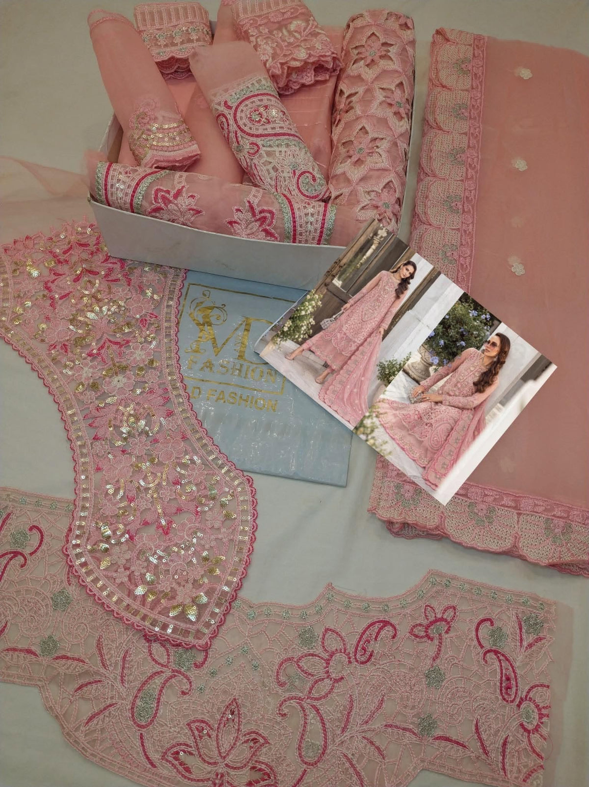 MARIA B INSPIRED INTRICATE EMBROIDERED BLUSH