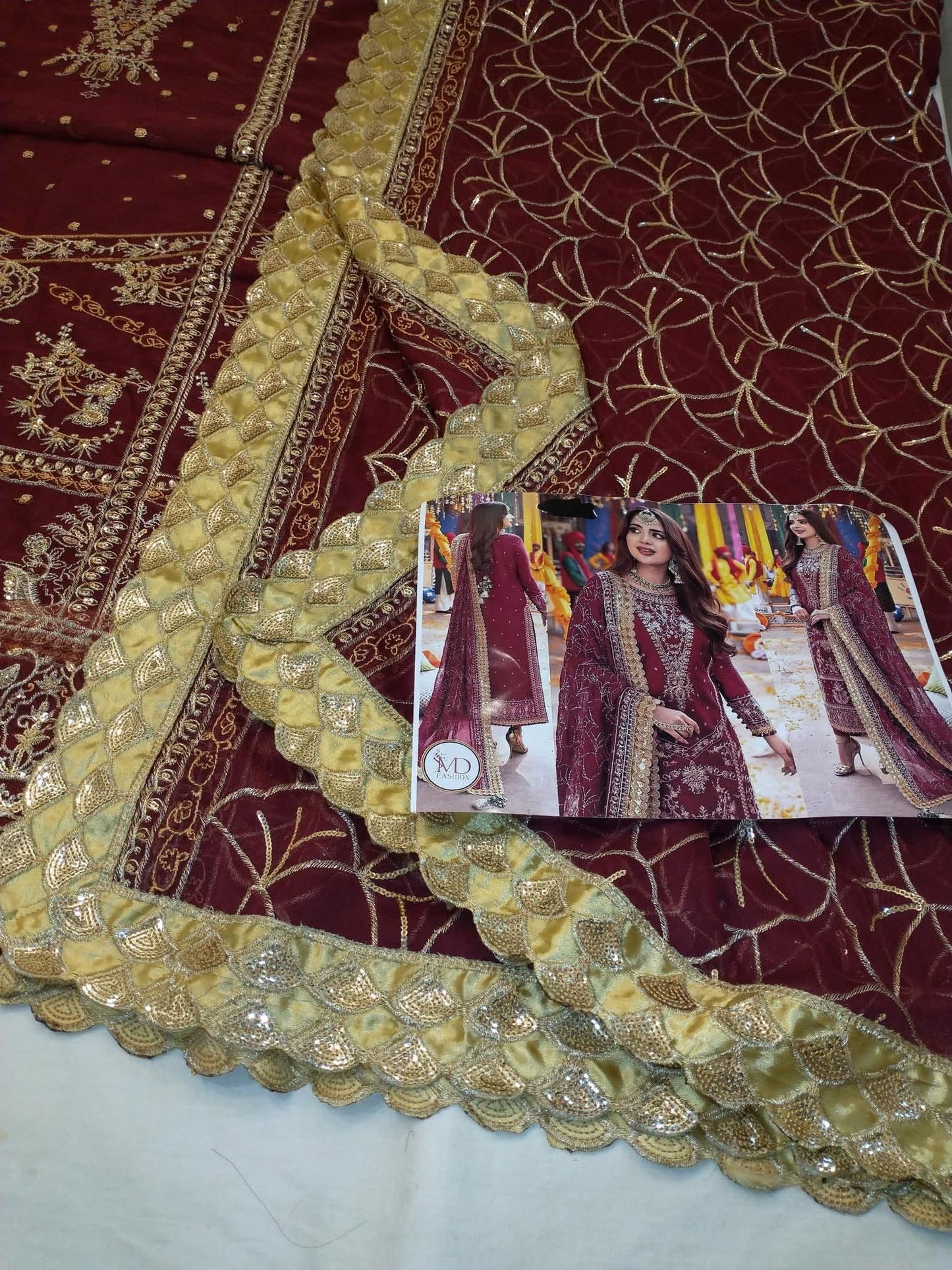 SABOOR MAROON CHIFFON LUXURIOUS FORMAL WEAR