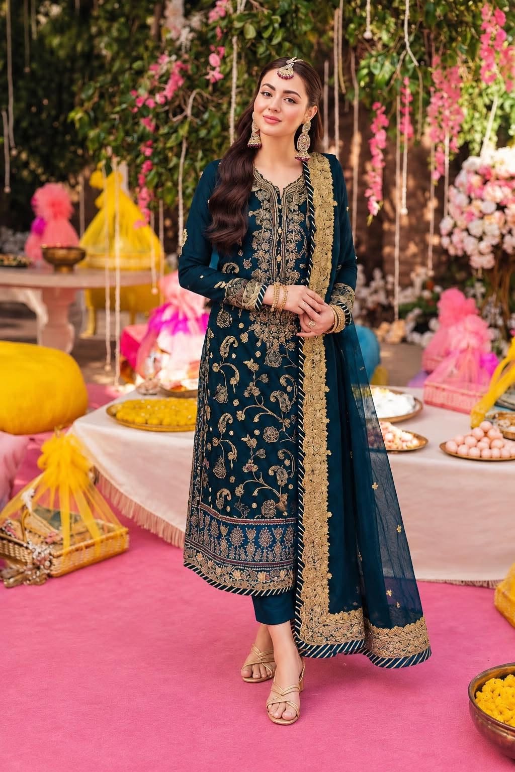ASIM JOFA INSPIRED PEACOCK CHIFFON EMBROIDERED