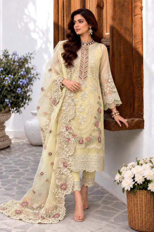 MAHIRA LEMON EMBROIDERED FANCY WEAR