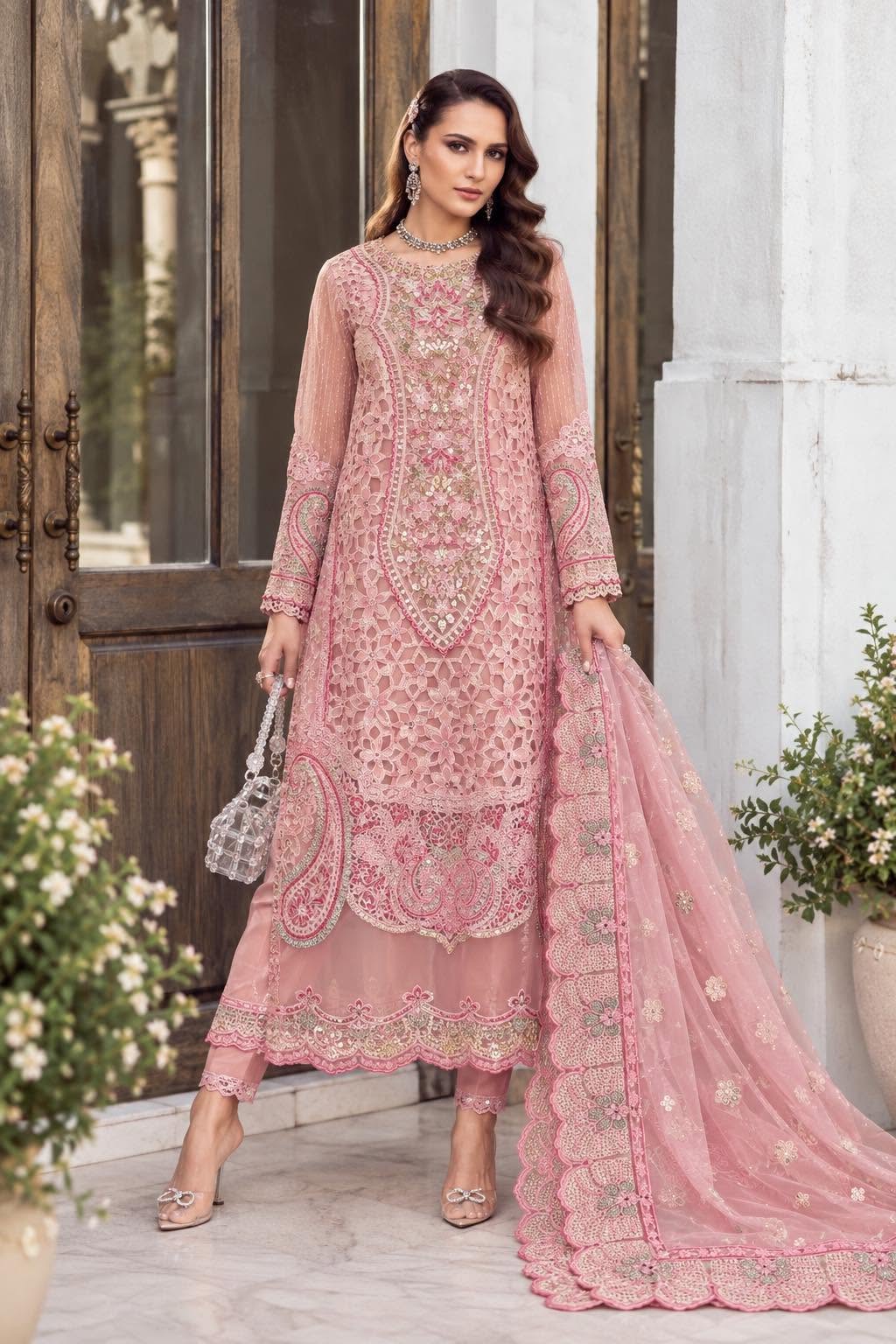 MARIA B INSPIRED INTRICATE EMBROIDERED BLUSH