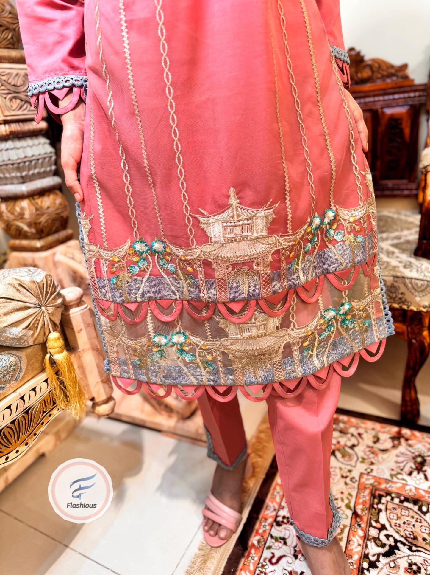 Tea Crystals 3 Piece Complete Stitched Dress