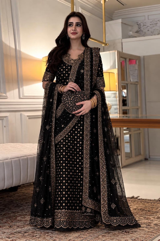 Haris Shakeel Inspired BLACK Bridal Chiffon