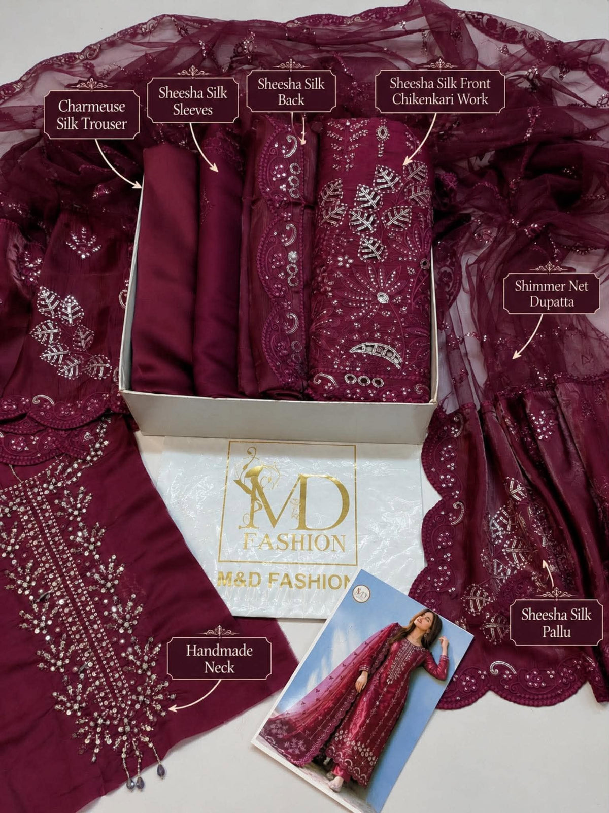 SLEEK Deep Plum Sheesha Silk Chikankari Cutwork Dress