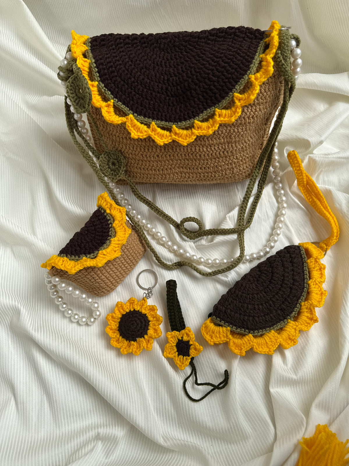 Sunny Crochet Bag Set 5 Piece Handmade Collection