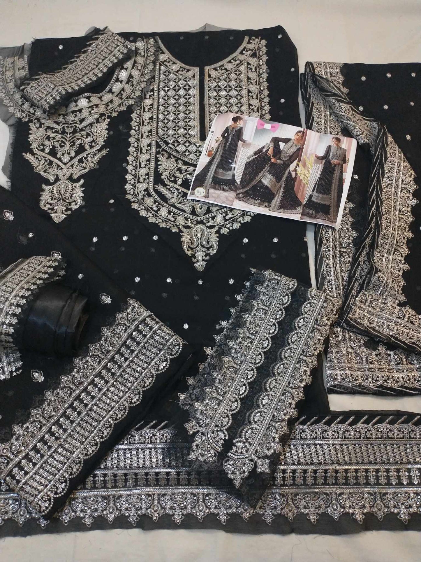 ASIM JOFA CHANDNI CHIFFON BLACK DRESS