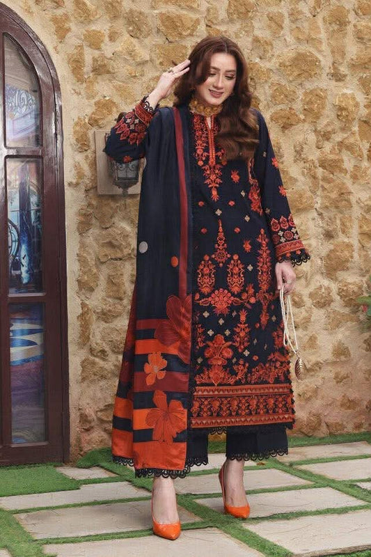 ANEELAS KHADDAR BLACK RED EMBROIDERED 3pcs