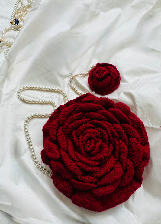 Crochet Handmade Rose Bag Set