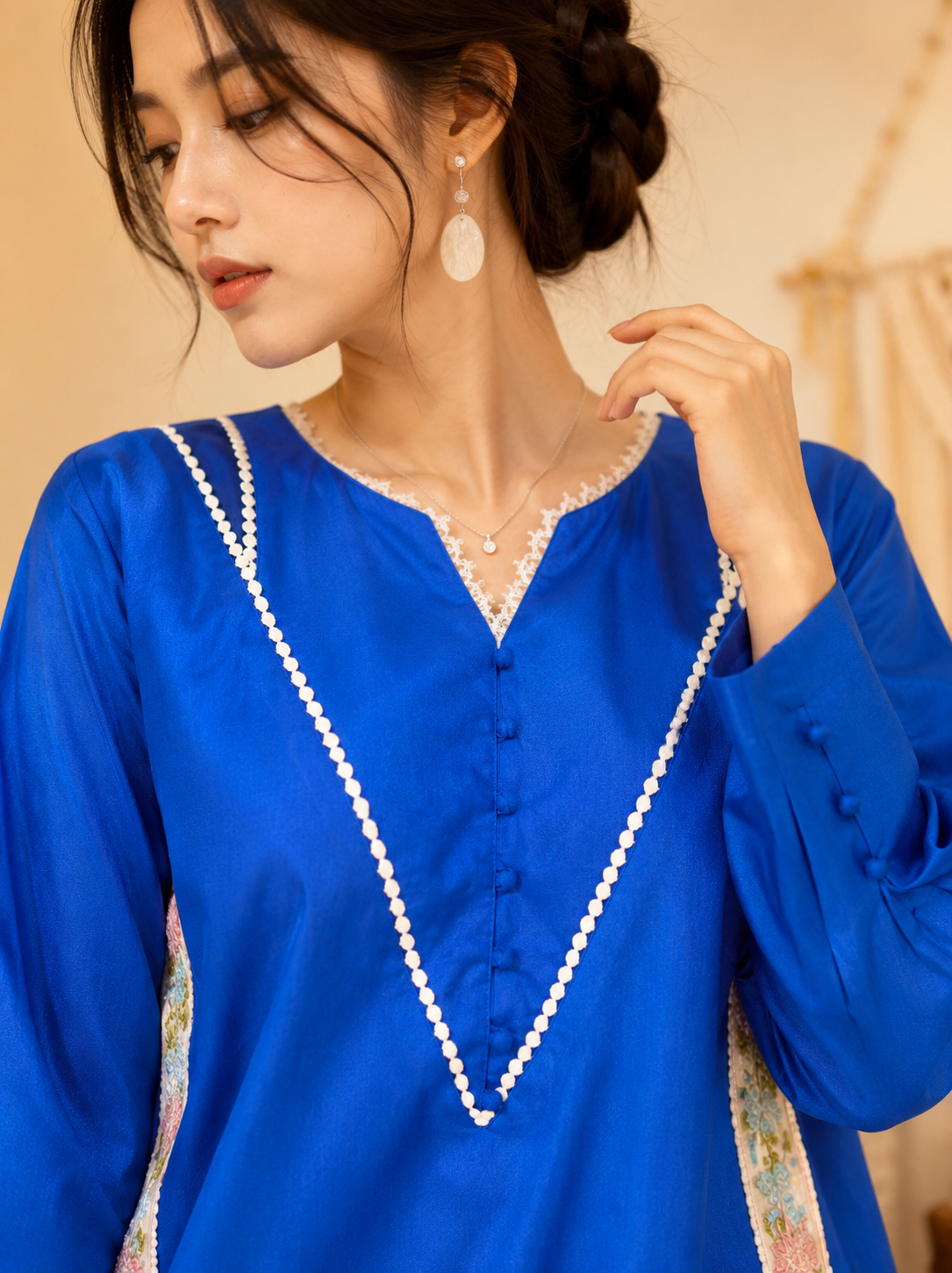 Complete Blue Look – Ready to Wear Dress with Matching Glossy Handbag