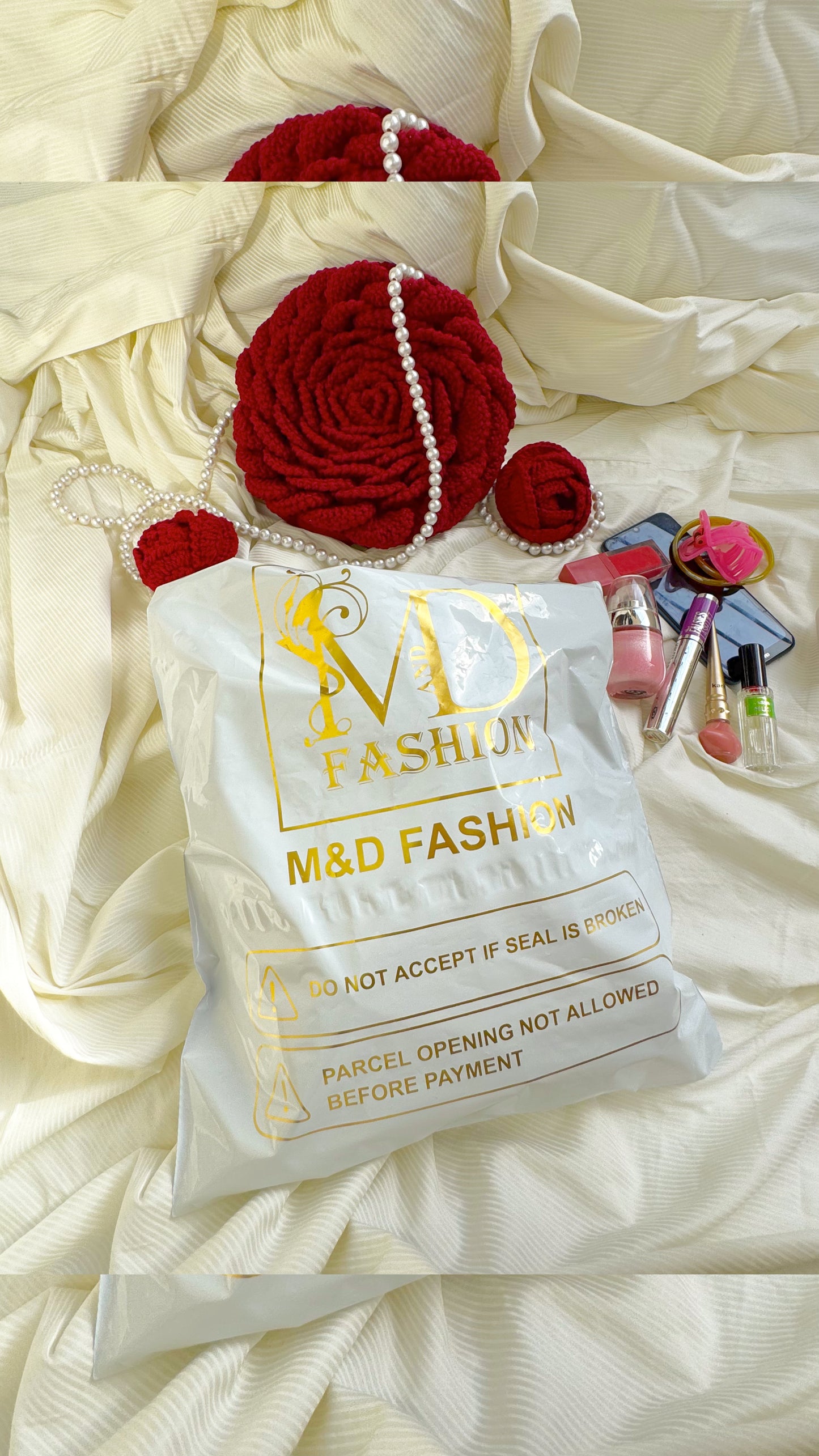 Crochet Handmade Rose Bag Set