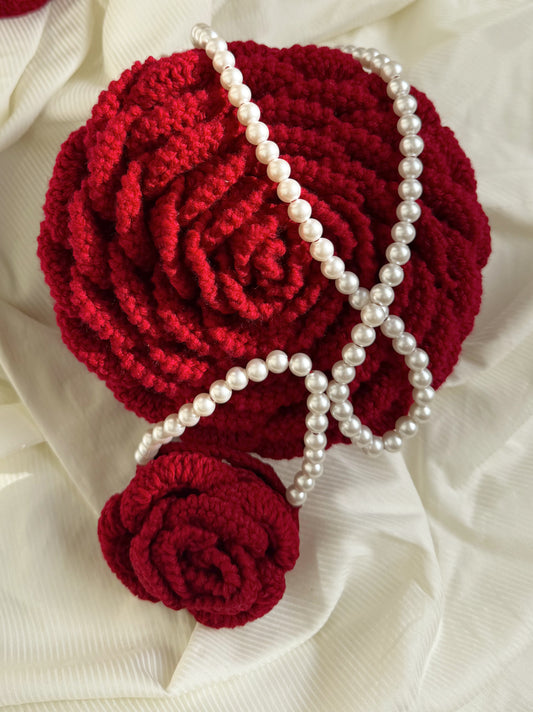 Crochet Handmade Rose Bag Set