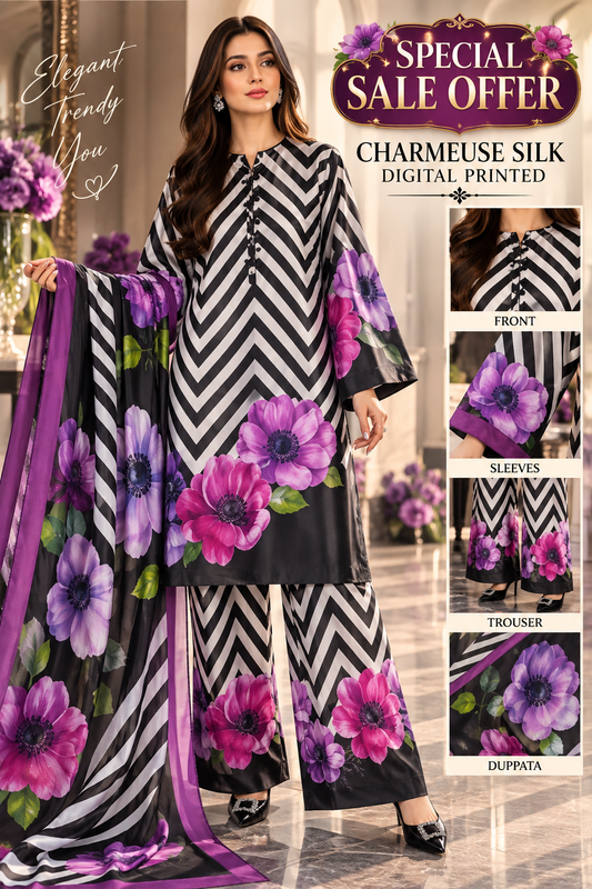 LULUSAR ZIGZAG  CHARMEUSE SILK DIGITAL PRINT 3PCS