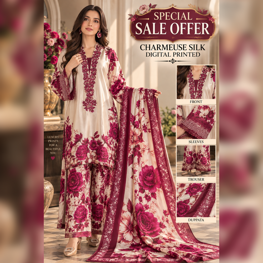 IRA INSPIRED CHARMEUSE SILK DIGITAL PRINT 3PCS