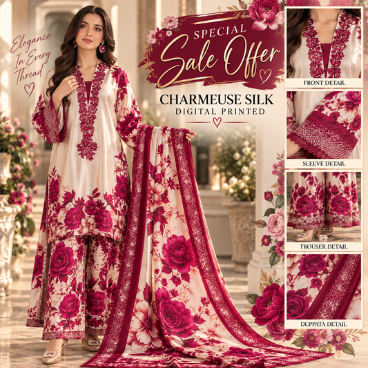 IRA INSPIRED CHARMEUSE SILK DIGITAL PRINT 3PCS