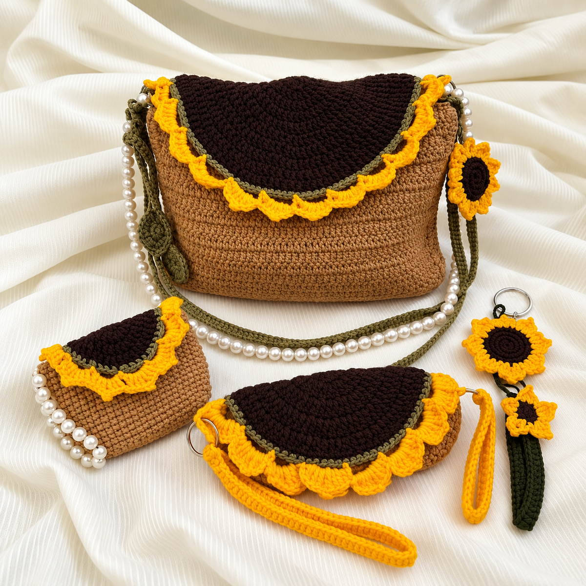 Sunny Crochet Bag Set 5 Piece Handmade Collection