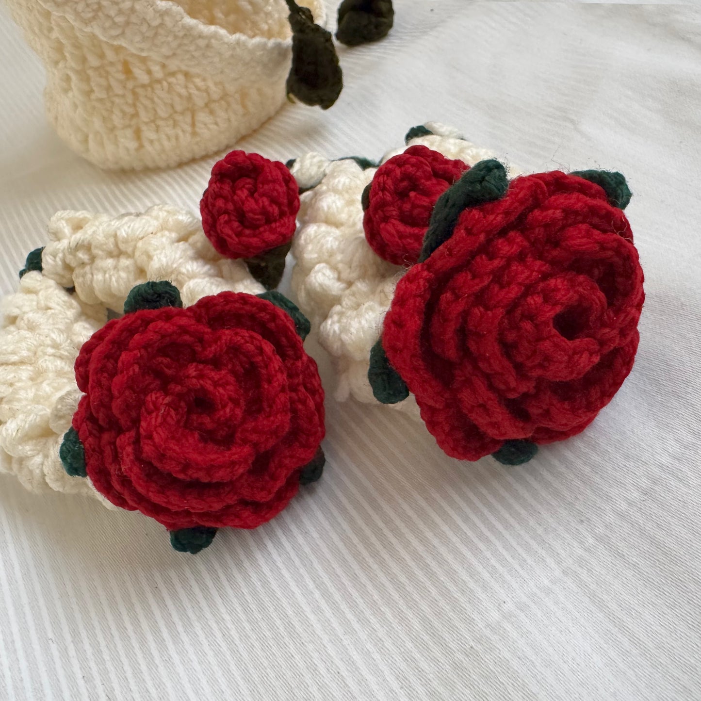 Crochet Gajra Pair with Rose Rings