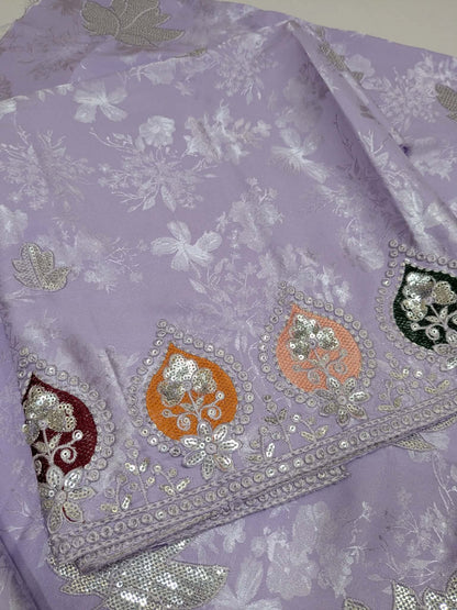 SLEEK Lilac Damask Silk Unstitched