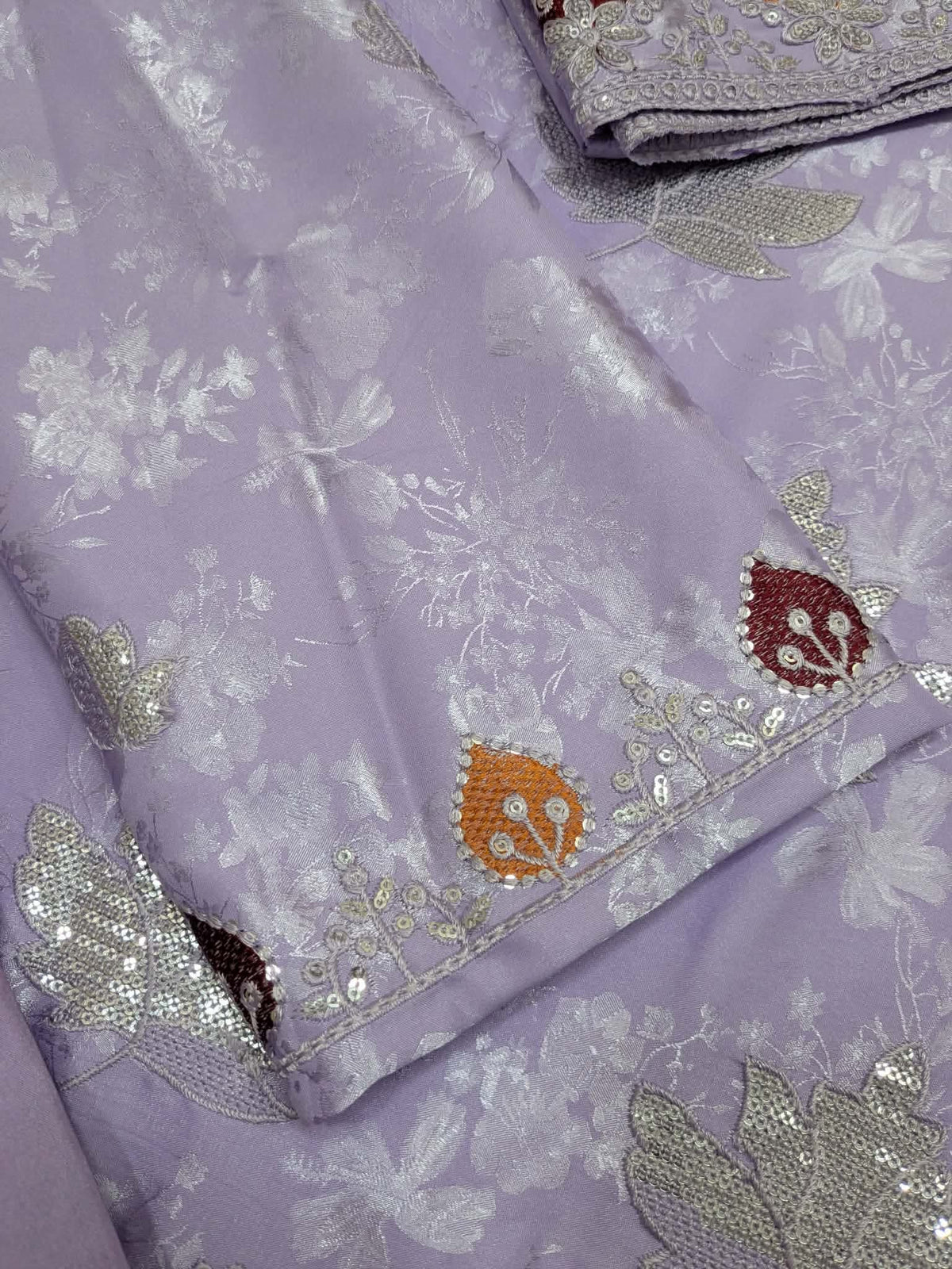 SLEEK Lilac Damask Silk Unstitched