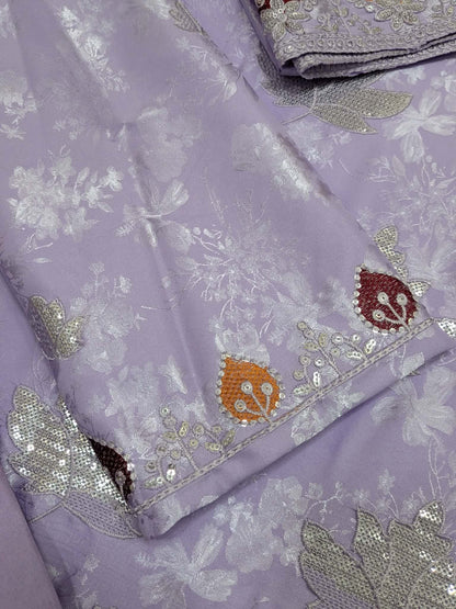 SLEEK Lilac Damask Silk Unstitched