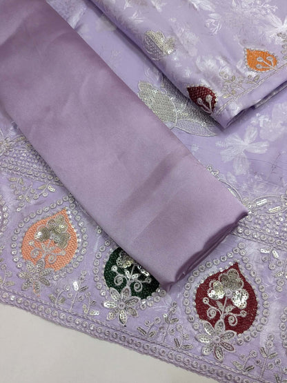 SLEEK Lilac Damask Silk Unstitched