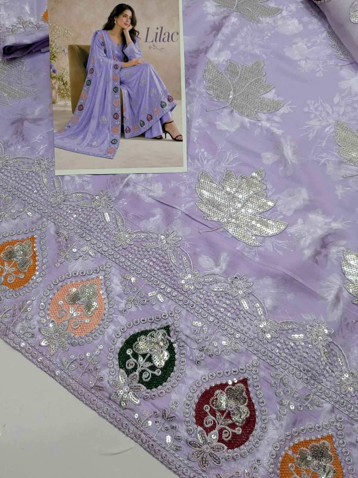 SLEEK Lilac Damask Silk Unstitched