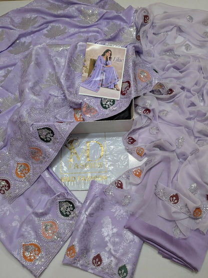 SLEEK Lilac Damask Silk Unstitched