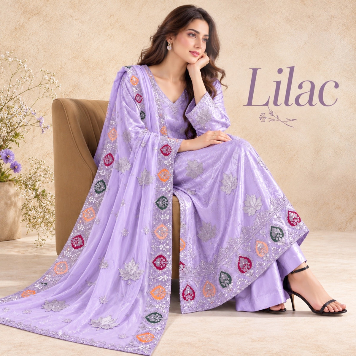 SLEEK Lilac Damask Silk Unstitched