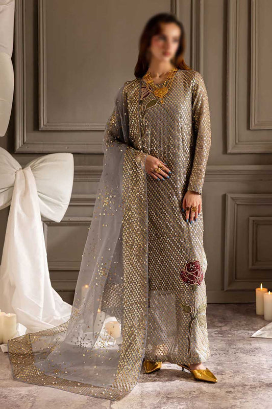 Nureh Twinkle Grey Sequence Embroidered