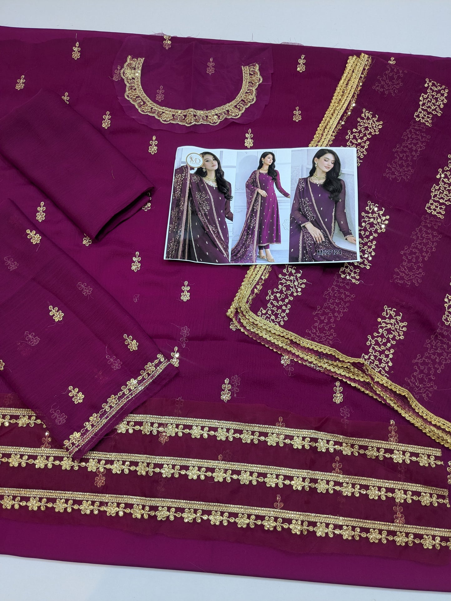 KHIMKHUAB PURPLE CHIFFON EMBROIDERED
