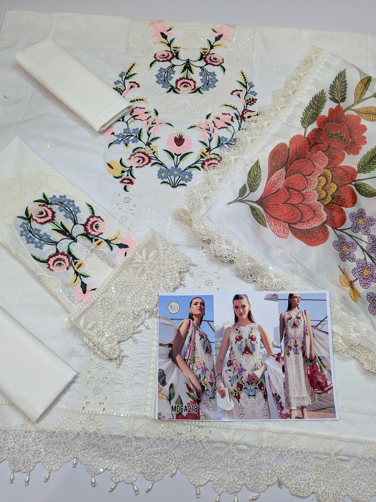 MARIA B LAWN Embroidered WHITE 10A