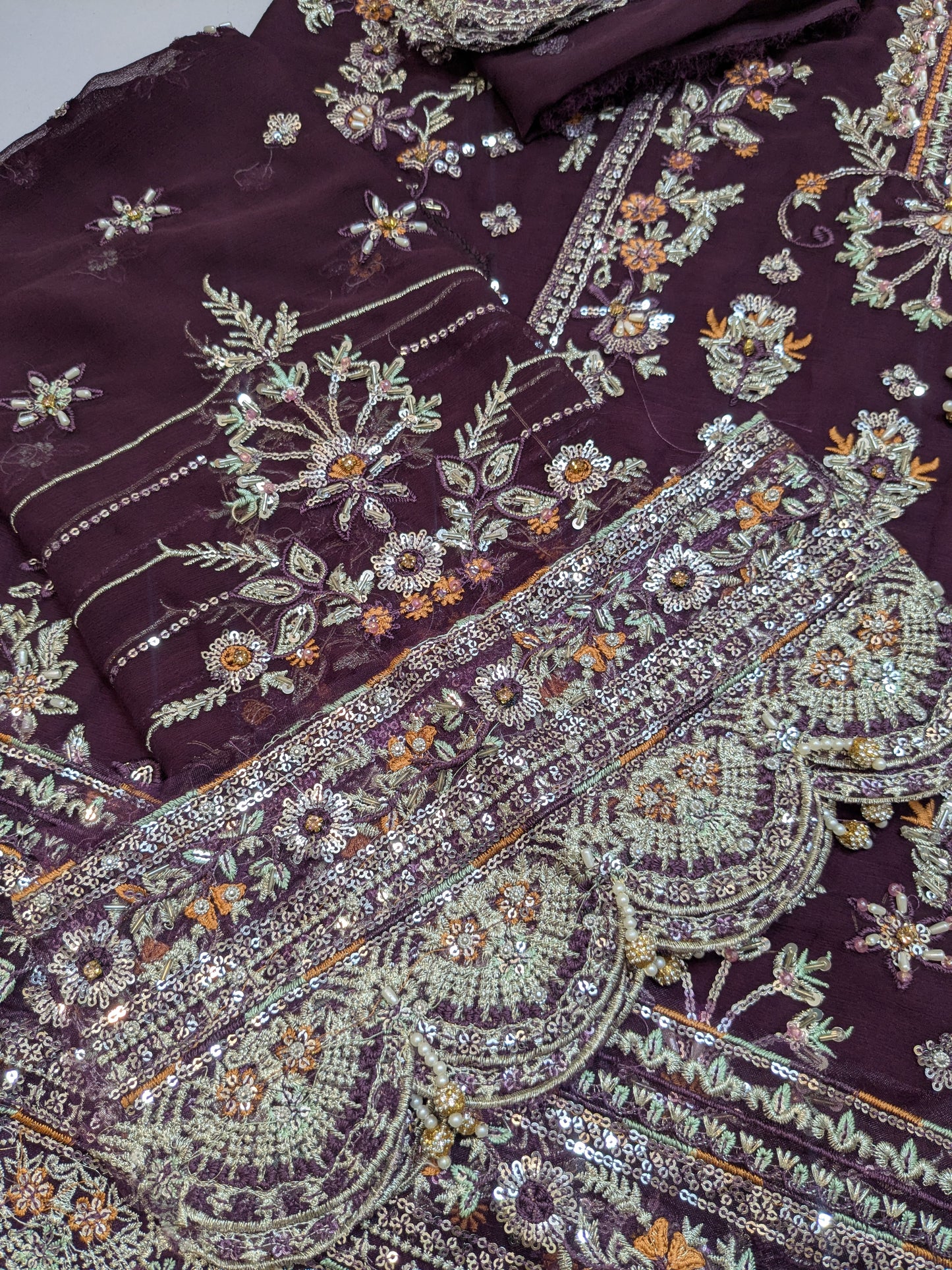 GULAAL INSPIRED CHIFFON HAND EMBELLISHED DRESS