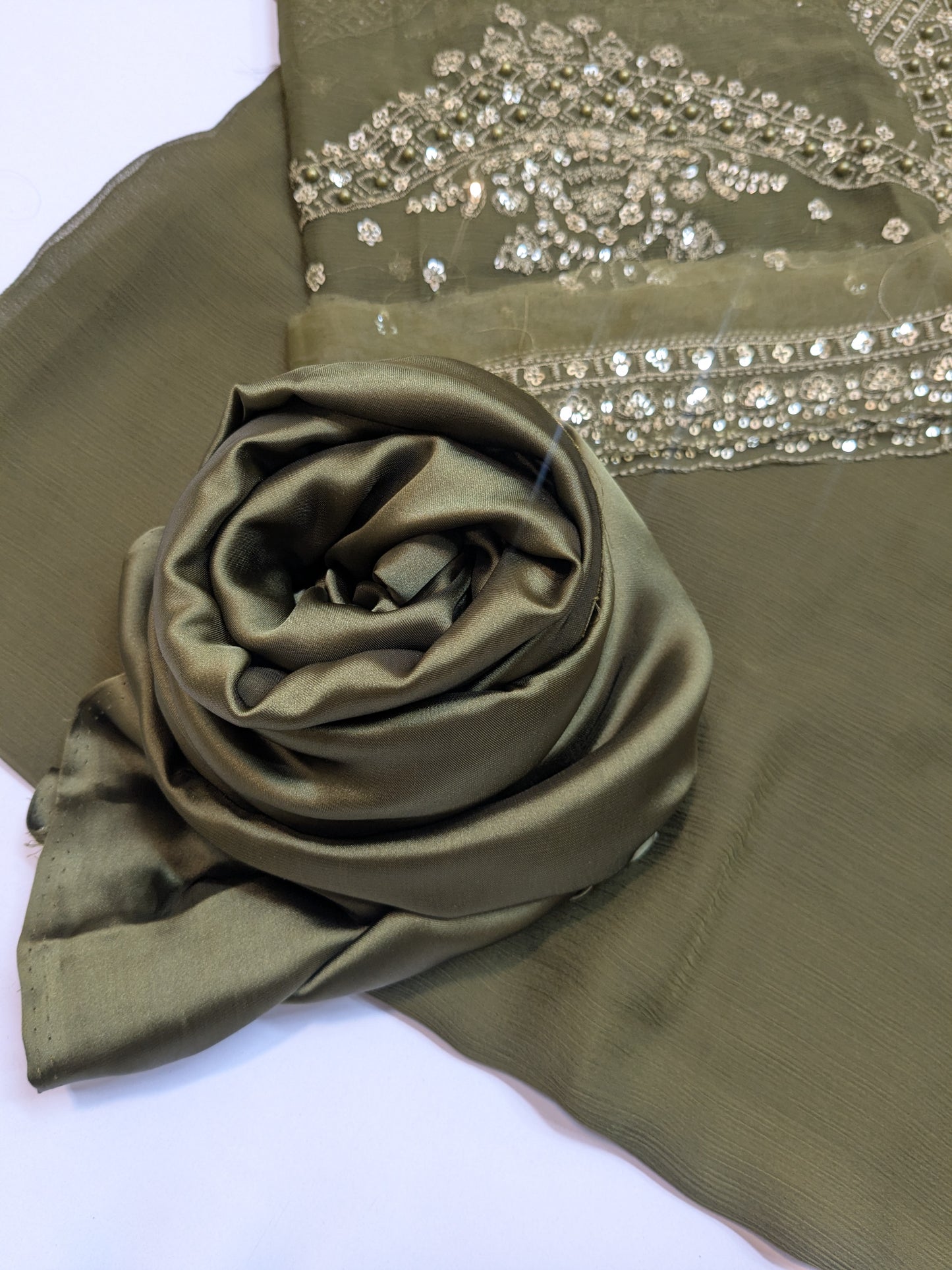 BAROQUE INSPIRED MEHANDI CHIFFON EMBROIDERED