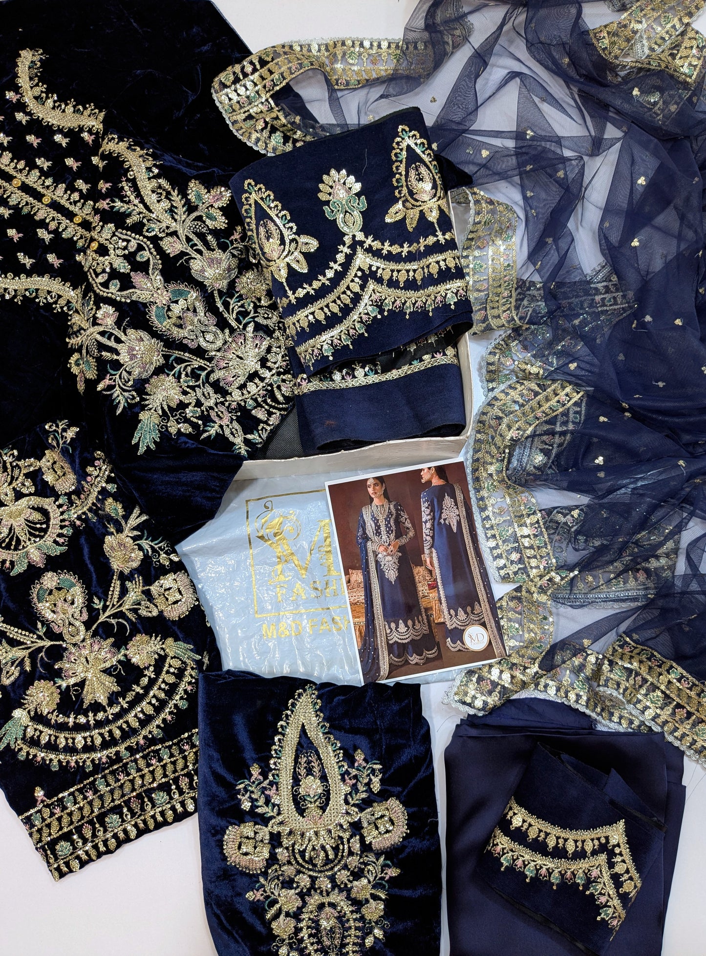 AFROZEH DIVANI MAYA BLUE LUXURIOUS VELVET