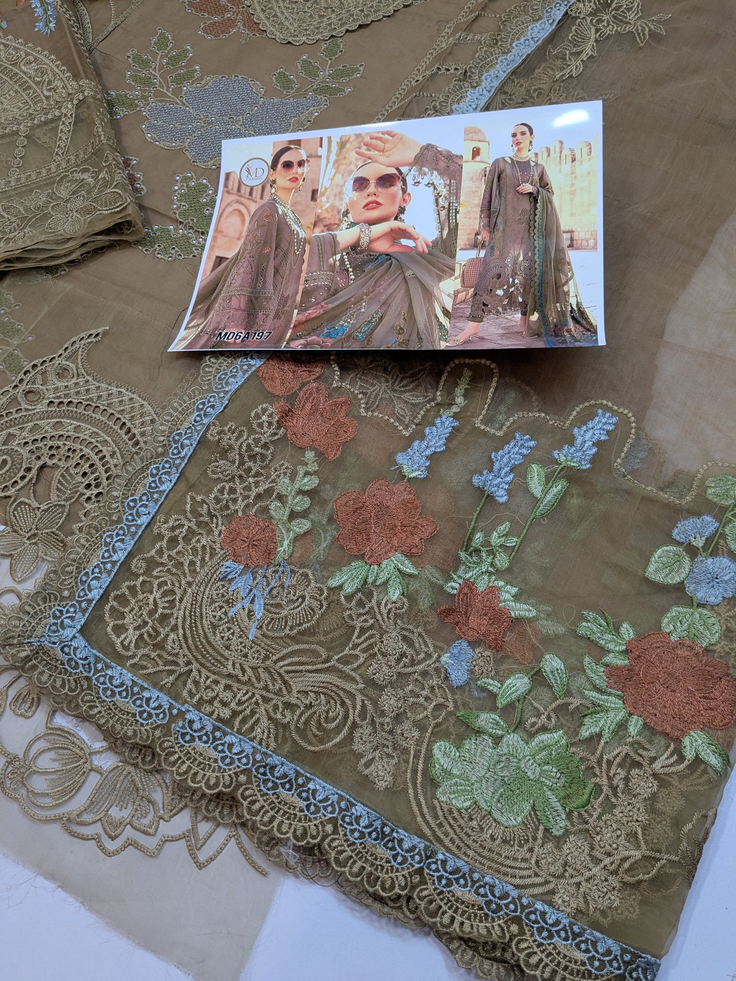 MARIA B BROWN GOLD FOREVER HIT LAWN EMBROIDERED