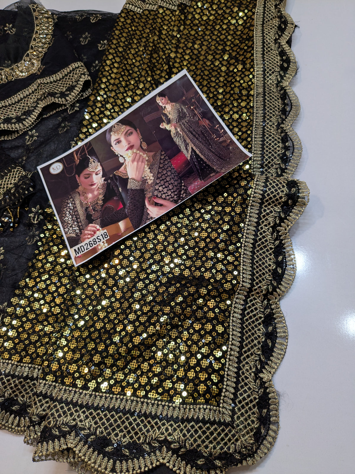 EMAN ADEEL BLACK GOLD NET SAREE