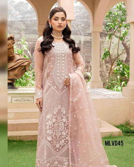 MRYYUM SOFT SHADE ORGANZA HAND EMBROIDERED DRESS