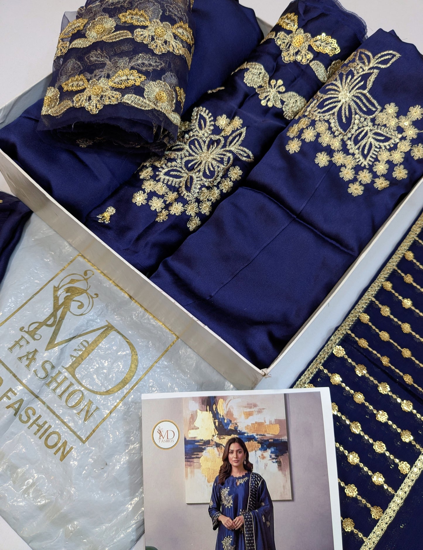 MAHIRA SILK EMBROIDERED BLUE FORMAL
