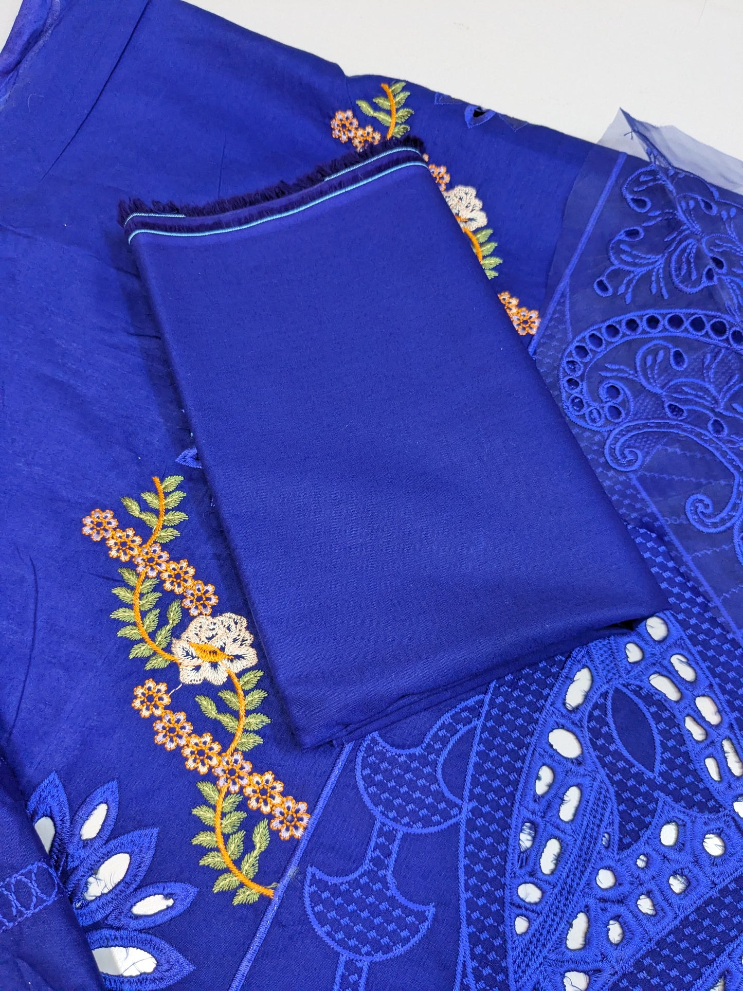 PARISHAY BLUE CHIKENKARI LAWN EMBROIDERED